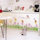 SYGA Dandelion Flower Fairy Wall Stickers Baseboard Removable Wall Sticker Decal, Children Kids Baby Home Room Nursery Living Room Kitchen Bedroom DIY Decorative Adhesive Art Wall Mural Vinyl Decals