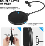 SYGA Microphone Pop Filter, for Blue Yeti, Blue Snowball - Flexible Gooseneck Microphone Mount and Double Layer Sound Shield Guard Windscreen