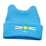 SYGA 1 Piece Medium Knitted Head Design Baby Wool Sleep Cap_Blue