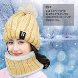 SYGA Winter Beanie Hat and Circle Scarf Set for Women with Faux Fur Bobble Pom Pom and Fleece Lining, Outdoor Sports Hats, Free Size