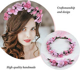 SYGA Flower Tiara and Bracelet Set Flower Headband and Flower Bracelet Bridesmaid Floral Hair Bands Floral Garland For Women Bride Wedding Vine Tiara Bridal Crown Hair Accessory - Light Pink