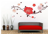 Syga Red Rose Beautiful Floral Decals Design Wall Sticker 7113