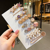 SYGA 8pcs Hair Clip For Girl Alligator Teeth Hair Accessory Artificial Macaron Pearl Hair Barrettes Hairpins, Hair Clips Styling Accessories for Women Ladies Girls - Star