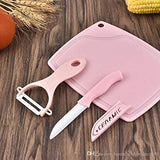 SYGA Ceramic Fruit Knife Sets Paring Knives Chopping Boards Fruits Peeler 3PCS Suits Kitchen Cooking Vegetable Ceramic Knife Tools_Pink