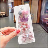 SYGA 4Pieces Baby Hair Clip For Girl Alligator Teeth Hair Accessory For All Type of Infant Toddler Baby Hairs Bow Animal Cartoon Rainbow Heart Flower Crown Fruit Patterns- Set of 4, Pink Crown Set