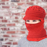 SYGA Women Balaclavas Hat Beanie Snow Ski Winter Knit Velvet Neck Scarf Hiking Sports for Autumn Winter, Free Size