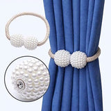 SYGA 2Pcs Magnetic Curtain Tiebacks Clip Rope Holdbacks Classy Decorative Pearl Holder Buckles for Home Hotel Window Draperies Rope Ties Office Living Bedroom Decoration- Simple Coffee