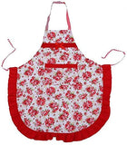 SYGA Rose Design Kitchen Apron with Random Lace Color(Red)