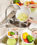 SYGA Rice Washer and Keeper, Deep Bowl with Side Colanders and Handle, Easy for Rice Fruits Vegetable Washing and Holding (White)