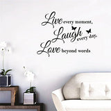 SYGA Vinyl Decal Live Every Moment, Laugh Every Day, Love Beyond Words Wall Quote