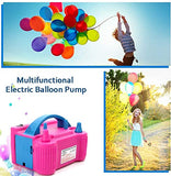 SYGA Balloon Air Pump with 7pcs Curling Roll & 1pc Dot Glue Tape Ribbon Electric Inflator Pump Dual Nozzle Inflator Blower Portable Pump for DIY Craft Party Wedding Birthday Baby Shower Decoration