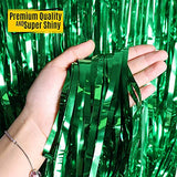 SYGA 1 Pieces 2x1 Meter Metallic Decoration Curtain Foil for Party Celebrations- Green