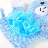 SYGA Teddy Face Cartoon Bathing Gloves Children Cartoon Bath Towel Baby Bath Gloves(Blue)
