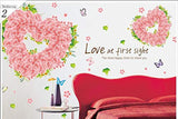 SYGA PVC Vinyl 'Pink Rose in Heart Shape' Sticker for Wall