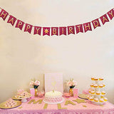 SYGA Pink Happy Birthday Banner with Star Designs Decorative Birthday Party Banner