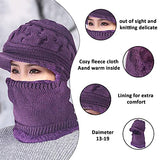 SYGA Women Balaclavas Hat Beanie Snow Ski Winter Knit Velvet Neck Scarf Hiking Sports for Autumn Winter, Free Size