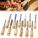 Generic 12Pcs Woodworking Wood Carving Hand Chisel Professional Tool Set