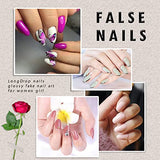SYGA Oblong False Nails and Glue Bottle Professional Brush On Nail Tip Glue for Press On Nails Fake Nails Long Lasting Press On Nails for Women and Girls- White, 500 pieces