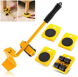 SYGA Furniture Lifter Mover Tool Set, Furniture Moving Slider Tools, Furniture Moving Roller Wheel Set for Fridge Sofa, 5Pcs - Yellow