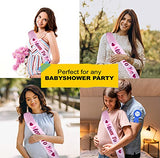 SYGA Mom to Be Sash and Dad to Be Pin - Baby Shower Decorations for Baby - Baby Shower Decorations, Welcome Baby, Baby Sprinkle- Pink &Blue