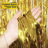 SYGA 1 Pieces 2x1 Meter Metallic Decoration Curtain Foil for Party Celebrations- Golden