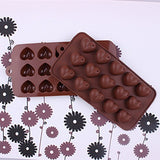 SYGA 15 Holes Brown Silicone Heart Shape Mold
