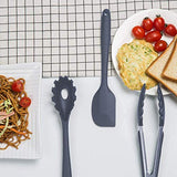 SYGA Silicone Kitchen Utensils Set, 10 Pieces Silicone Cooking & Baking Tool Sets Non-Toxic Hygienic Safety Heat Resistant (Grey)