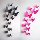 SYGA 12 Pcs 3D Decorative Black Butterfly Wall Stickers