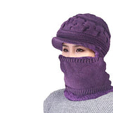 SYGA Women Balaclavas Hat Beanie Snow Ski Winter Knit Velvet Neck Scarf Hiking Sports for Autumn Winter, Free Size