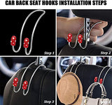 SYGA Car Hooks, 2 pcs Auto Hooks Car Hangers Headrest Hooks Holder for Mask Backpack Handbag Purse Bag Groceries (Red Bling)