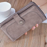 Syga PU Leather Hand Grip Wallet with Snap for Women, Grey