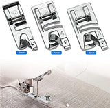 SYGA Rolled Hem Presser Foot-6 Sizes 3 Wide Rolled Hem Foot (4/8,6/8,8/8Inch) & 3 Narrow Foot Hemmer Set (3/4/6mm) Hemming Presser Feet For Most Low Shank Sewing Machines Presser Foot- Set of 6, Stainless Steel