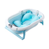SYGA Baby Bath Tub, Foldable Bathtub with Support Cushion, Drain Plug,Stable Anti-Skid Collapsible Infant Shower Basin for Toddlers Newborns Bathing