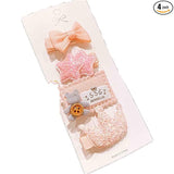 SYGA 4 Pieces Baby Hair Clip For Girl Alligator Teeth Hair Accessory For All Type of Infant Toddler Baby Hairs Bow Animal Cartoon Rainbow Heart Flower Crown Fruit Patterns- Set of 4, Pink Double Star Set