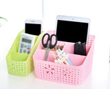 SYGA 4 Compartment Plastic Remote Stand,Makeup Organizer,Basket Desktop Storage Organizer
