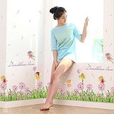 SYGA Dandelion Flower Fairy Wall Stickers Baseboard Removable Wall Sticker Decal, Children Kids Baby Home Room Nursery Living Room Kitchen Bedroom DIY Decorative Adhesive Art Wall Mural Vinyl Decals
