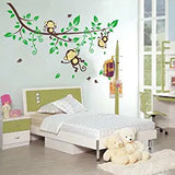 Cute Monkey Playing On The Branches Design PVC Wall Sticker