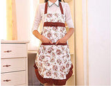 SYGA Rose Design Kitchen Apron with Random Lace Color(Brown)