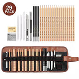 SYGA 29 PCS Artist Pencil Set with Sketch Pencils Charcoal Pencils Graphite Pencil in Canvas Bag