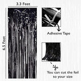 SYGA 1 Pieces 2x1 Meter Metallic Decoration Curtain Foil for Party Celebrations- Black