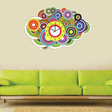 Syga Vinyl Abstract Colorful Circle Wall Clock Sticker- Multicolour
