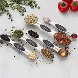 SYGA Double Sided Magnetic Measuring Spoon Set 5Pcs Stainless Steel Teaspoons and Tablespoons for Cooking Baking Measuring Dry and Liquid Ingredients 1tbsp 1/2tbsp 1tsp 1/2tsp 1/4tsp - Black