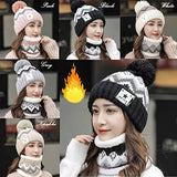 SYGA Women Hat & Scarf, Velvet Neck Scarf Beanie Hat Skiing Hat Hiking Sports for Autumn Winter, 54-58 cm