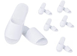 SYGA 6 Pairs Disposable Spa Slippers Cotton Velvet Open Toe Slippers for Women & Men, Non-Slip Slippers for Hotel, Home, Guest Use (White)