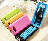 SYGA Travel Portable Cutlery Spoon Portable Camping Box Picnic Chopstick Set_Blue