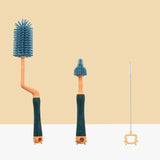 SYGA 3 Pcs Silicone Baby Bottle Brush Set, 360° Rotating Long Handle Water Bottle Cleaner Brush, Teat & Straw Brush Cleaning Cup Brush for Baby Bottles Plastic Bottles Glass Bottles Straws