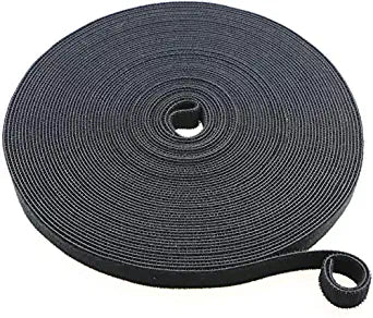 SYGA Nylon Double Sided Wellkro Tape, Hook and Lock Tape, Sew-on Power Wire Management Fastening Tape Cable Tie for Interlocking, Apparel, Home Textile, Industrial Use and More- 2 m x 15 mm (Black)