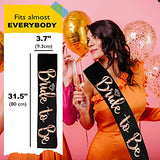 SYGA Bride to Be Sash Black Bachelorette Sash Bridal Shower Sash/Bachelorette Party Supplies/Spinster Party Sash- Black Gold