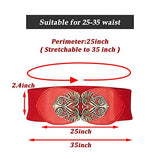 SYGA Women Cinch Belt, PU Leather Stretchy Waist Belt with Floral Metal Buckle, Retro Style, 25-35 Inch