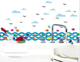 SYGA sea Waves Border Decals Design Wall Sticker AY_MYGH